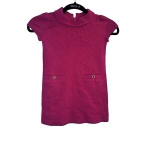 Lilly Pulitzer Textured Mini Dress Mock Neck Short Sleeve Fuchsia Girls 4-5